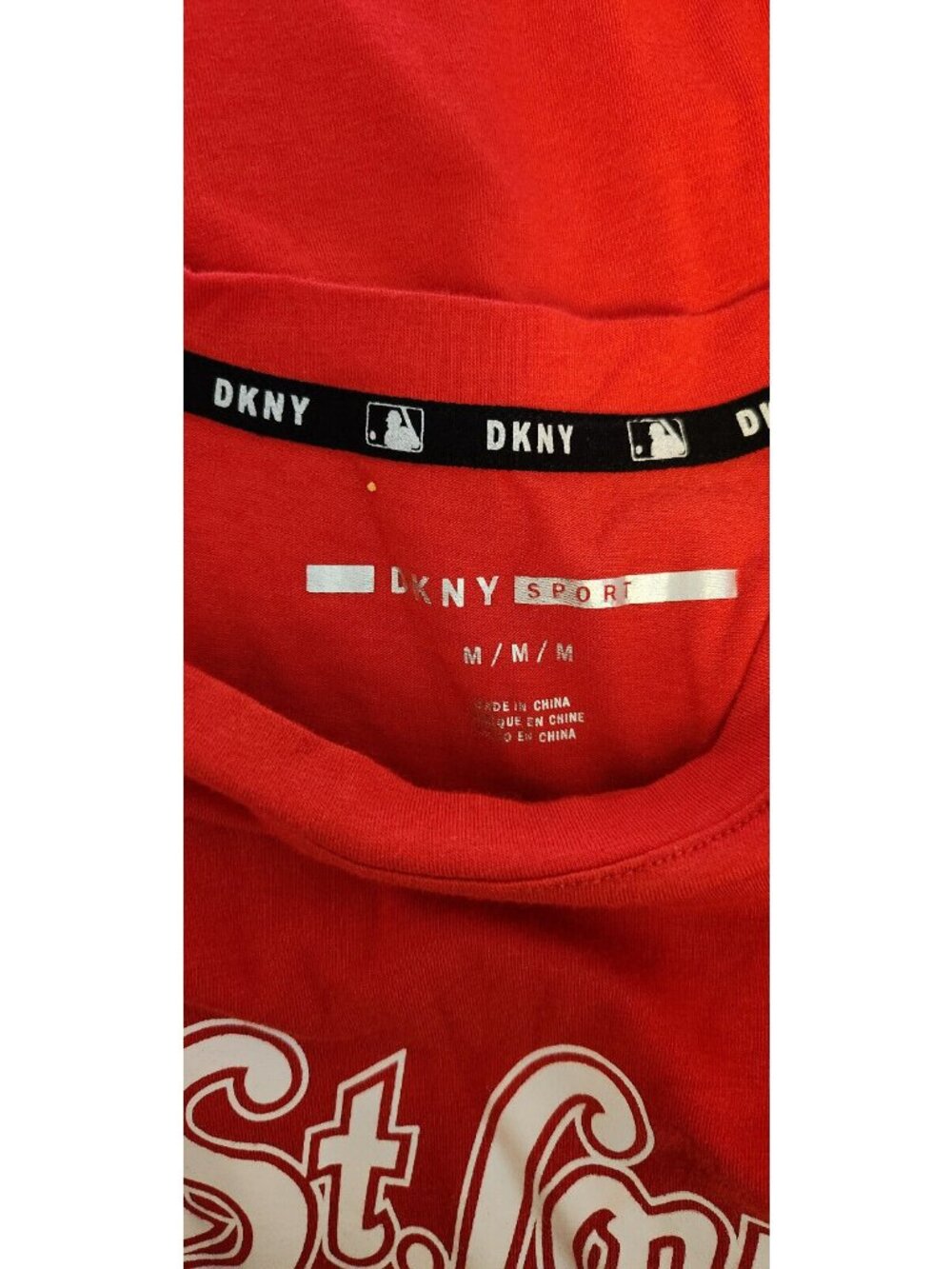 DKNY Sport MLB St Louis Cardinals Red Crew Nck Cap Slv T Shirt Top MEDIUM USED - Picture 7 of 7